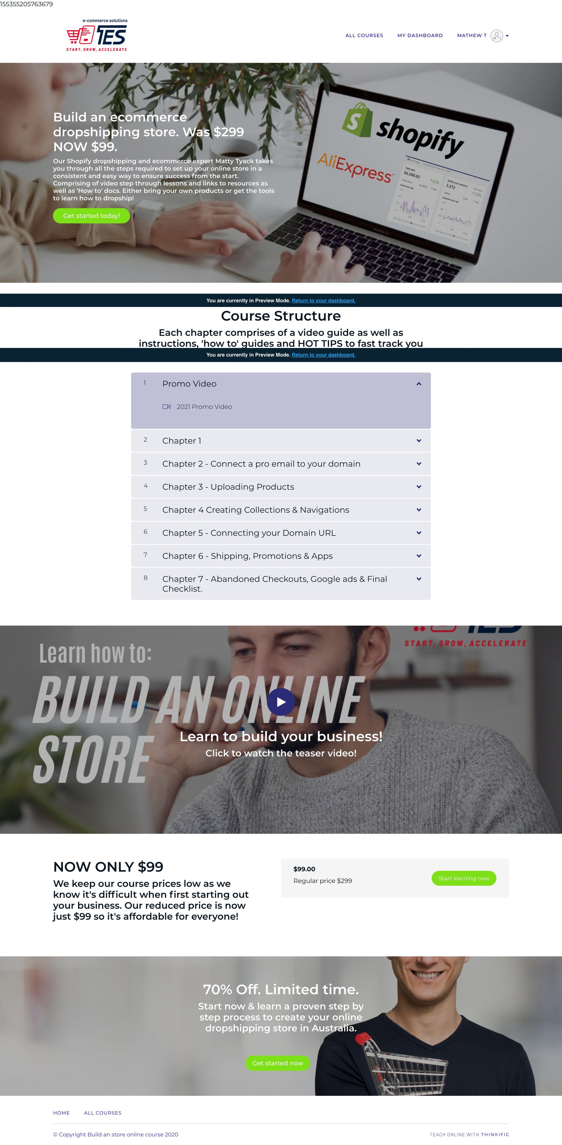 Learn How To Start an Online Store - Video Course Thinkific